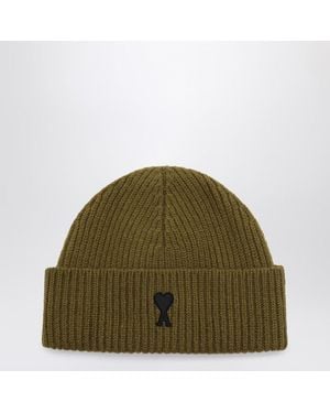 Ami Paris Ami De Coeur Bronze Wool Hat - Green
