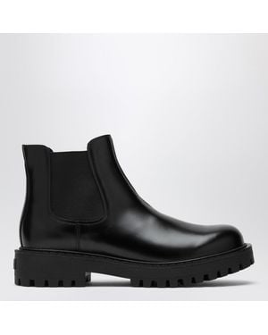 Prada Schwarze Lederstiefelette