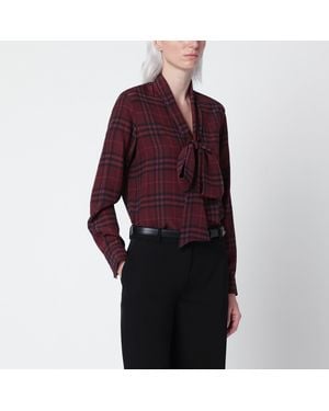Burberry Check Silk Shirt - Red