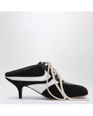 Dries Van Noten Mules 65 Aus Schwarzem Und Weißem Wildleder Und Leder - Black
