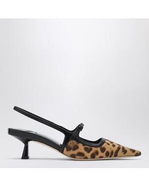 Jimmy Choo Didi 45 Slingback In Leopard Print Pony Skin - Brown