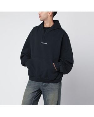 Balenciaga Faded 3B Sports Icon Hooded Sweatshirt - Black