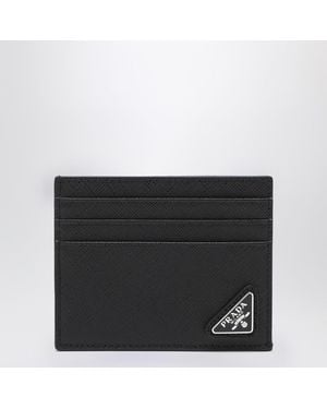 Prada Saffiano Leather Credit Card Holder - Black