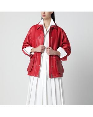 Halfboy Parka En Cuir Rouge