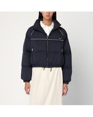 Miu Miu Blaue Daunenjacke Mit Logo