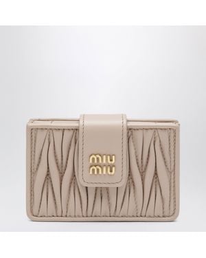 Miu Miu Matelassé Nappa Card Holder - Brown