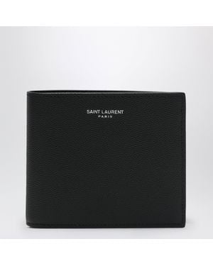 Saint Laurent Portefeuille East/West Noir En Cuir Grain De Poudre