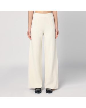 Max Mara Pantalone wide leg avorio in maglia di viscosa - Neutro