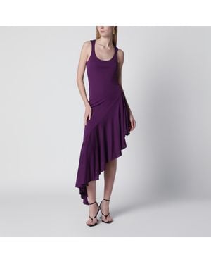 Alaïa Asymmetric Fluid Viscose Jersey Dress - Purple