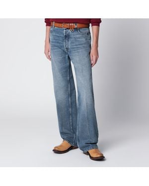 Miu Miu Stone-Washed Denim Trousers - Blue