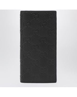 Gucci Portafoglio verticale lungo in pelle gg - Nero