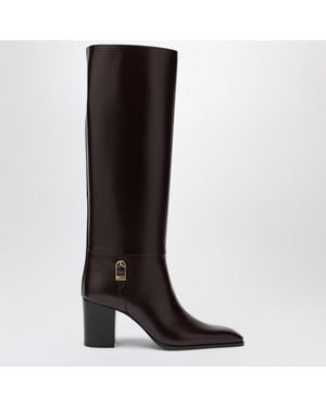 Saint Laurent Bottes À Talon Julia Bordeaux - Marron