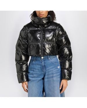 adidas Originals Shiny Convertible Cropped Puffer Jacket - Black