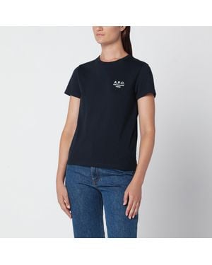 A.P.C. Dunkelblaues Baumwoll-T-Shirt Mit Stickerei - Schwarz
