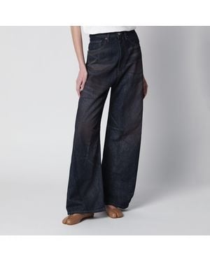MM6 by Maison Margiela Dark Wide-Leg Jeans With Worn Effect - Blue