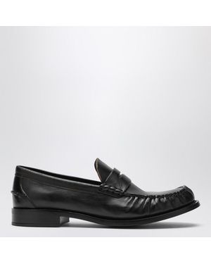 Prada Polished Leather Loafers - Black