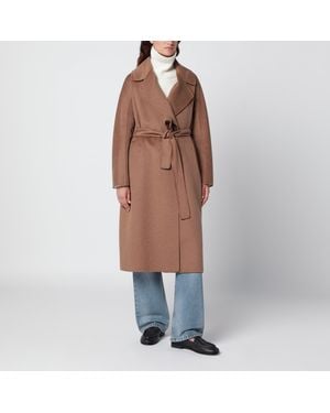 Max Mara Camel-Colored Wool And Cashmere Midi Coat - Blue