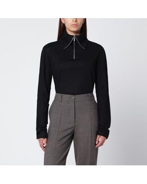 Entire studios Wool Zip-collar Top - Black