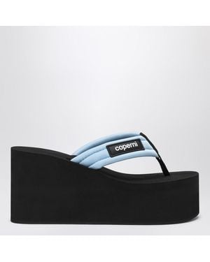 Coperni Sandale Compensée Noire/Bleu Clair Avec Logo