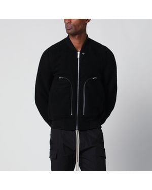 Rick Owens Virgin Wool Bomber Jacket With Zip - Black