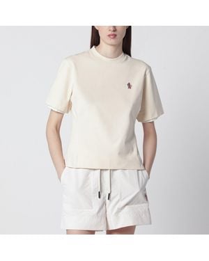 Moncler Cotton-Blend T-Shirt With Logo Patch - Natural