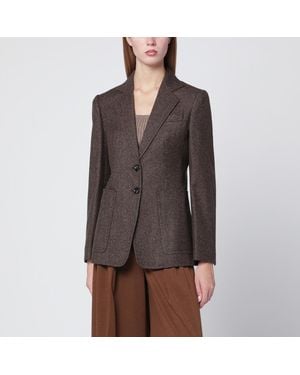 Max Mara Single-breasted Jacket In Wool Tweed - Brown