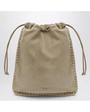 Prada Wish Pouch Aus Veloursleder - Natur