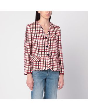 Valentino Check-Pattern Jacket - Red