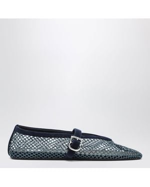 Alaïa Midnight Mesh Ballerinas With Rhinestones - Blue