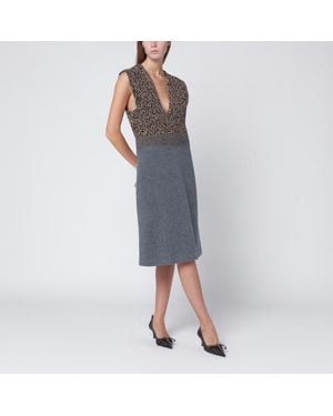 Prada Sleeveless Wool And Cashmere Dress - Grey