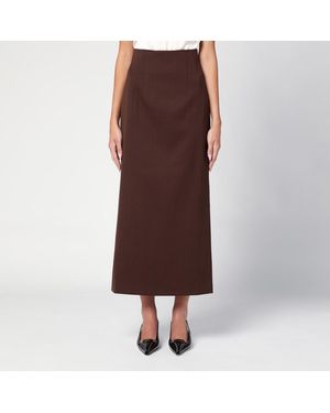 ANDAMANE Maxi Jupe Shelby Hot Chocolate En Laine - Marron