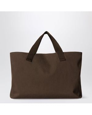The Row Medium Brian Dark Cotton Tote Bag - Brown