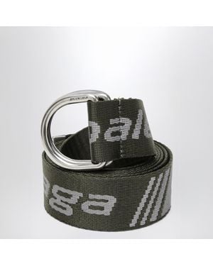 Balenciaga Khaki D-Ring Belt With Loop Sports Icon Motif - Metallic