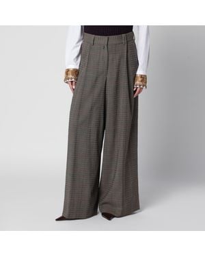 Dries Van Noten Cement Wide-Leg Wool Trousers - Grey