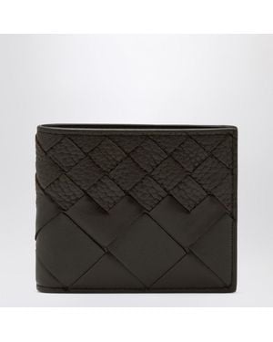 Bottega Veneta Portafoglio bi-fold color fondente in intrecciato - Nero