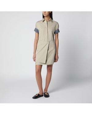 Loewe Short Cotton And Silk Wrap Dress - Natural
