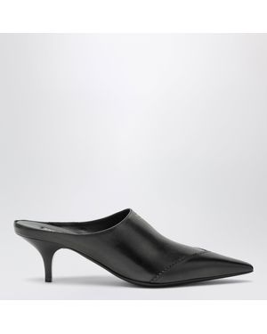 Miu Miu Schwarze Mules Aus Leder Mit Absatz
