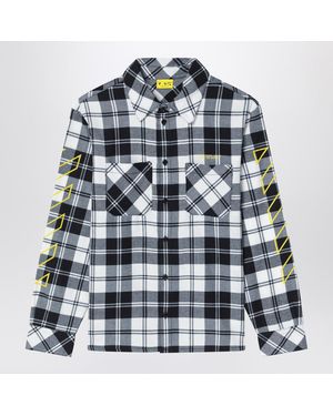 Off-White c/o Virgil Abloh Diagonal Checked Flannel Shirt - Blue
