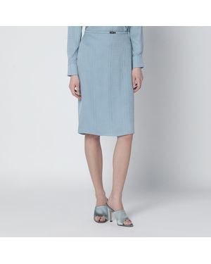 Gucci Hellblauer Seidenjacquard-Rock Mit Gg-Interlock-Motiv