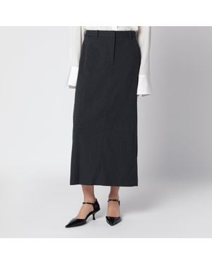 DUNST Jupe Longue H-Line Gris Anthracite À Fines Rayures - Noir