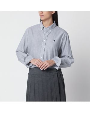 Ami Paris Striped Ami De Coeur Shirt - Grey