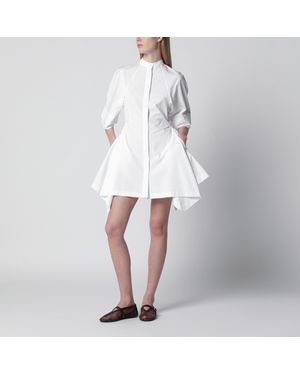 Alaïa Paneled Cotton Poplin Dress - White