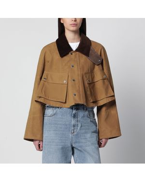 JW Anderson Kurze Jacke Aus Brauner Gewachster Baumwolle