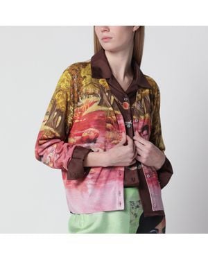 Versace Cardigan En Maille De Soie Imprimée - Rouge