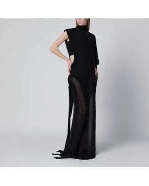 Francesco Murano Long One-Shoulder Silk Dress - Black