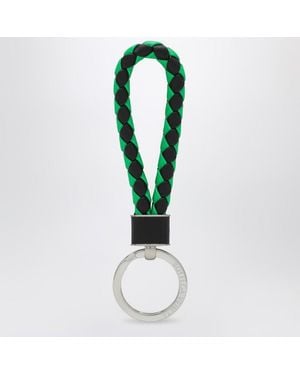 Bottega Veneta Black/parakeet In Intrecciato Keyring - Green