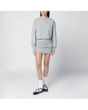 The Attico Robe Courte Chiné En Mélange De Coton - Gris