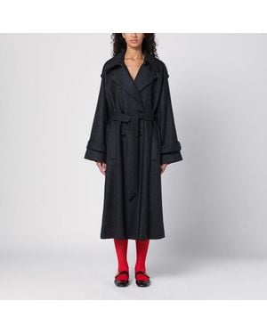 IVY & OAK Manteau Oversize En Laine Gris Anthracite - Noir