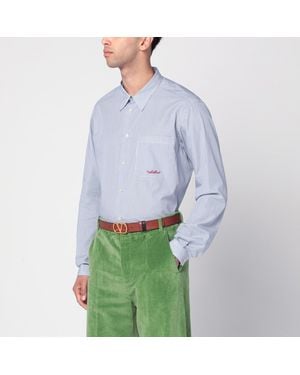 Valentino Light Cotton Shirt With Logo - Blue