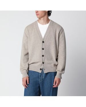 Bottega Veneta Greige Mélange Cashmere-Blend Cardigan - Grey